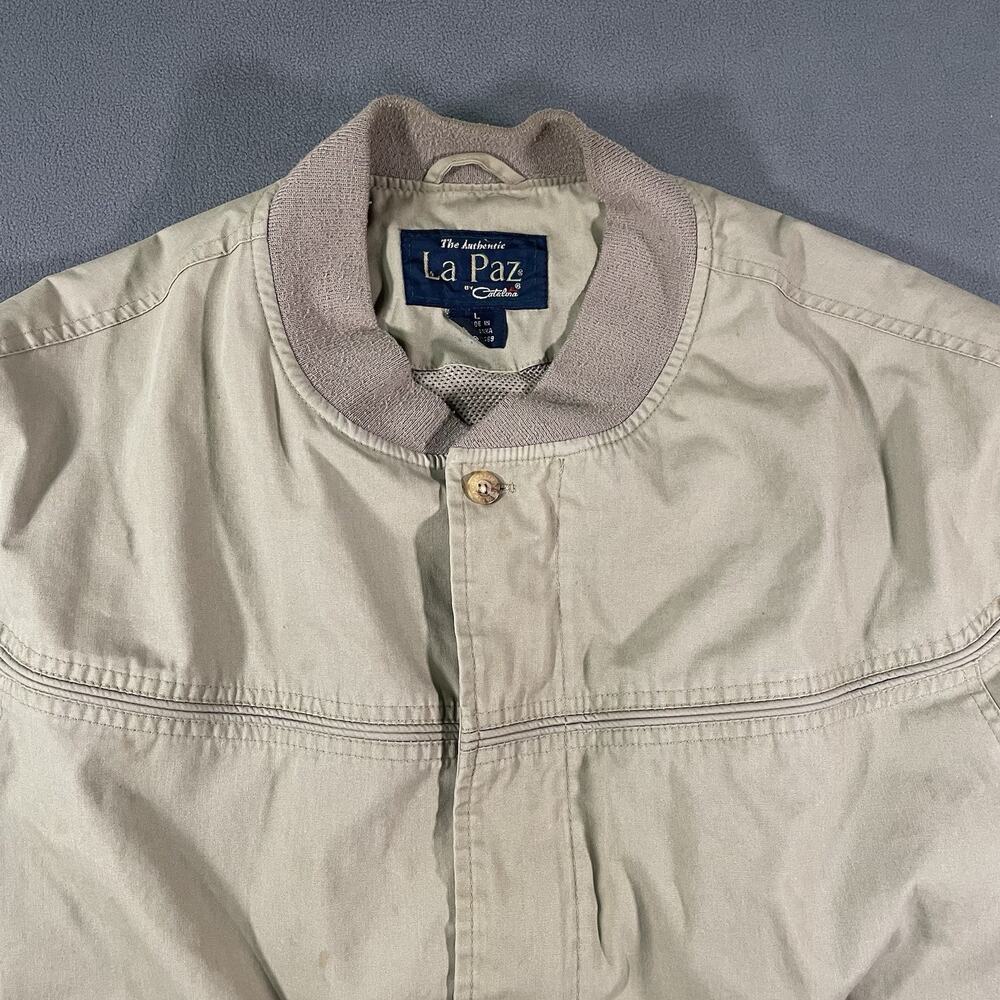 Vintage La Paz By Catalina Bomber Jacket Full Zip Lined Tan Men’s L Grandpacore - Picture 3 of 11